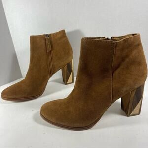 Matisse women boots 10 block heel brown suede Aztec boho festival southwestern